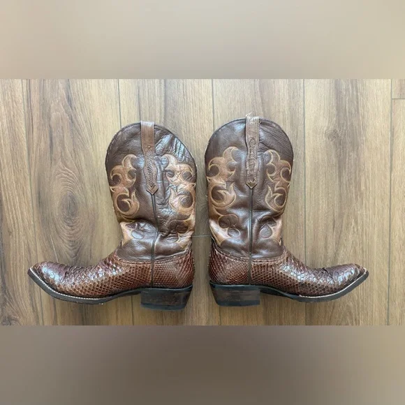 Savoia Boot  Brown Python Leather Western Boot Men 9 - Picture 2 of 7